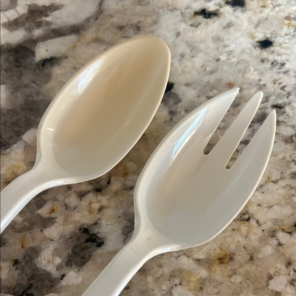 Tailor Made Products White Serving Spoon and Fork Set good condition - Picture 3 of 3